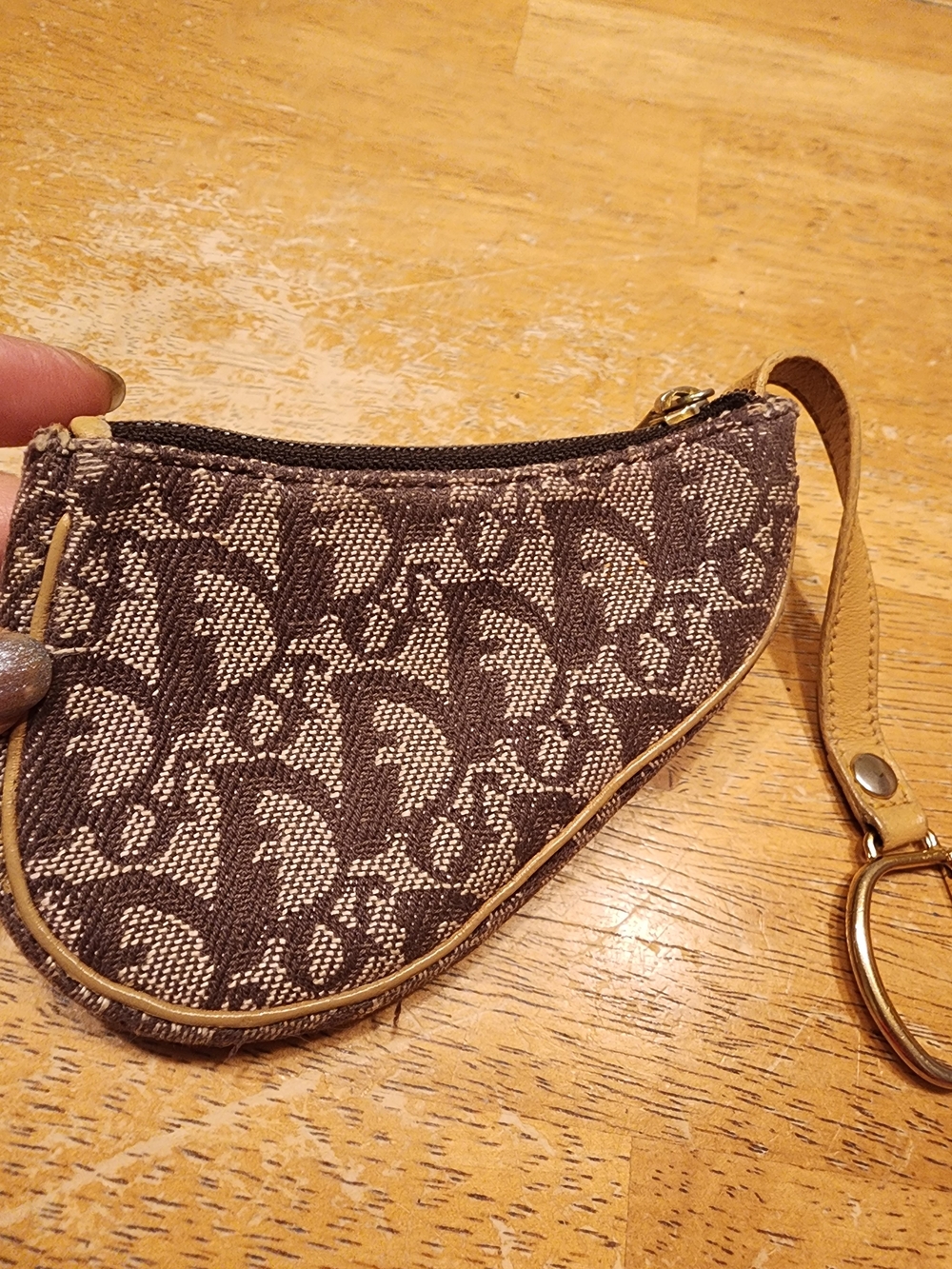 vintage Christian Dior brown monogram Trotter canvas mini saddle coin purse